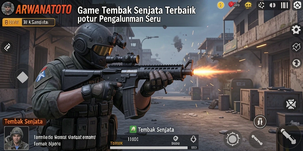Antarmuka ARWANATOTO yang menarik dalam gameplay Tembak Senjata.