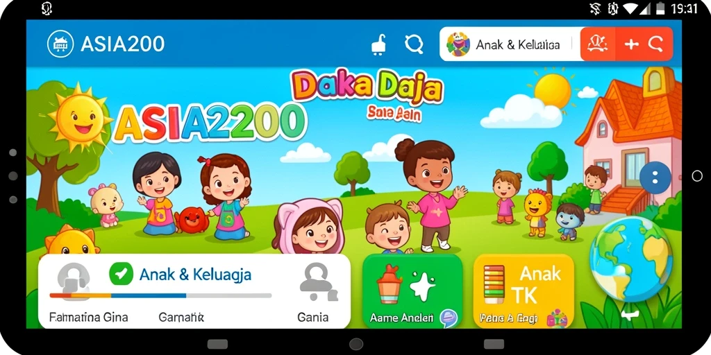 Tampilan antarmuka ceria dan interaktif aplikasi Game Anak TK.