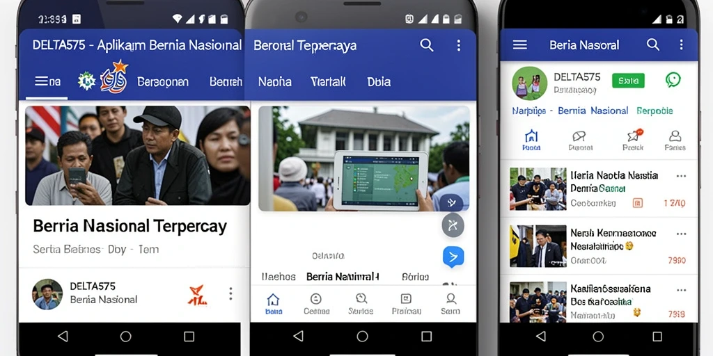Screenshot utama DELTA575 menunjukkan tampilan berita nasional yang modern.