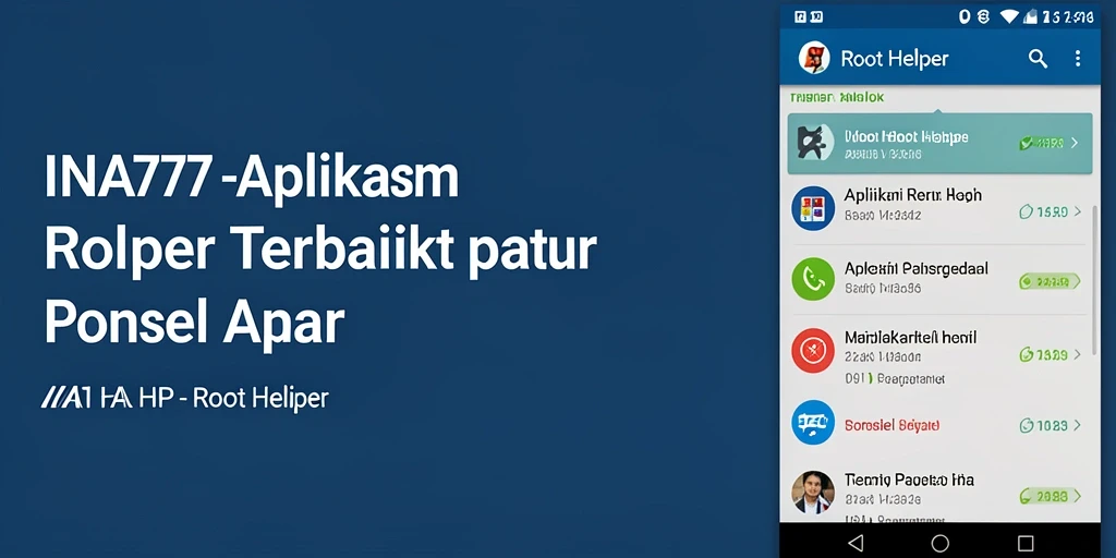 Tampilan antarmuka pengguna aplikasi Root Helper INA777 yang intuitif dan ramah.