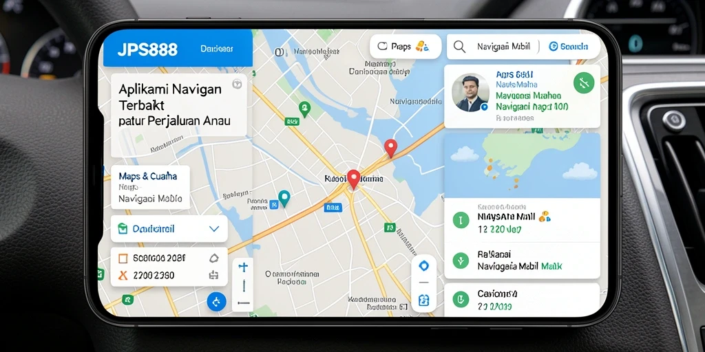 Antarmuka JPS888 menampilkan peta navigasi yang informatif.