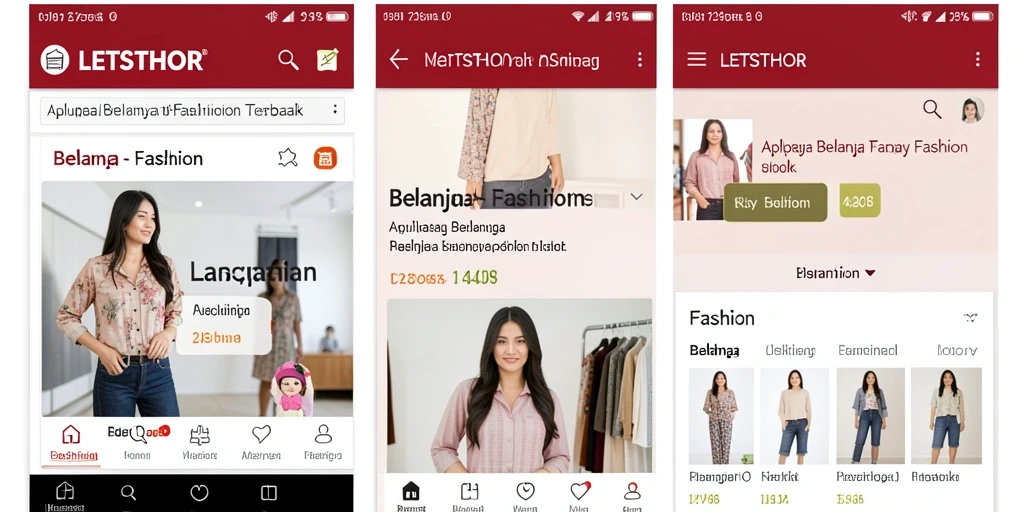 Tampilan antarmuka LETSTHOR yang stylish dan modern untuk belanja fashion.