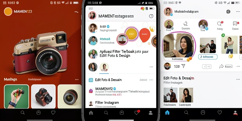 Tampilan antarmuka MAMEN123 dengan berbagai pilihan filter Instagram.