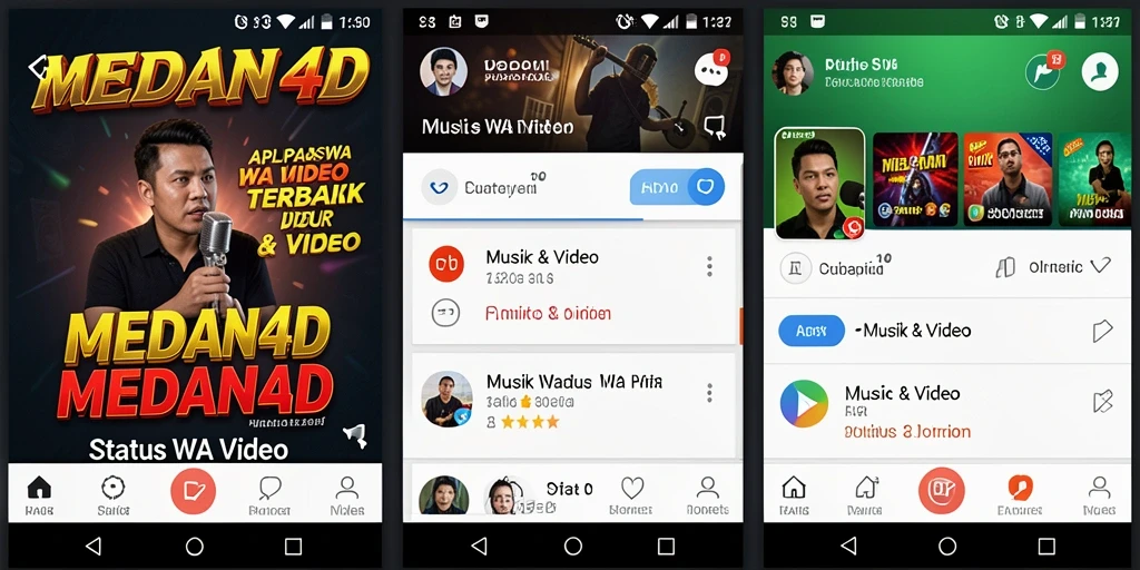Antarmuka aplikasi MEDAN4D yang menampilkan pilihan video musik.