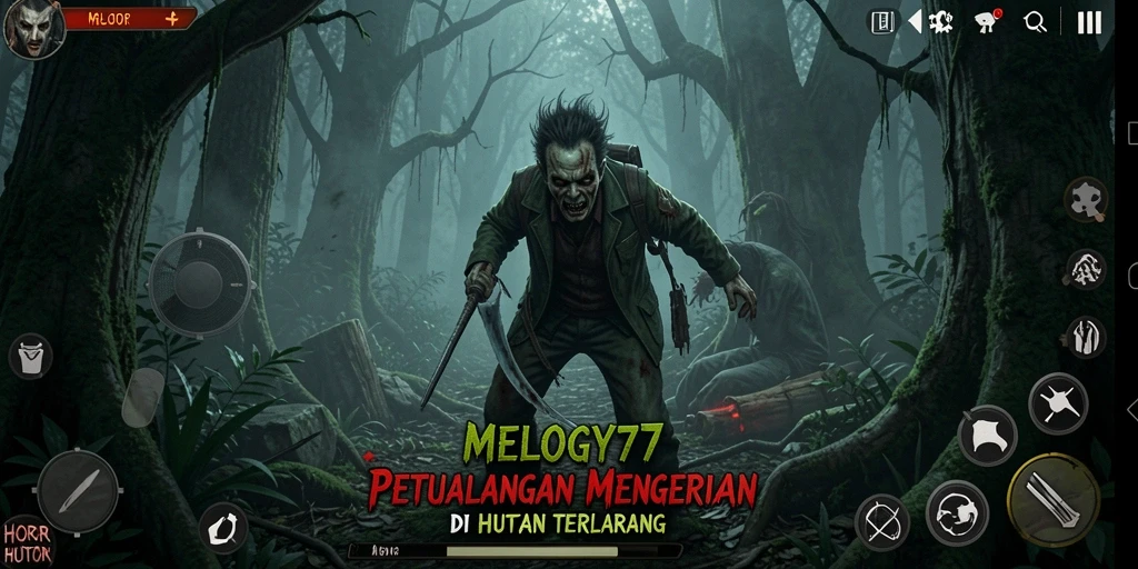 Antarmuka bermain game Horor Hutan yang mengerikan dan mendebarkan.