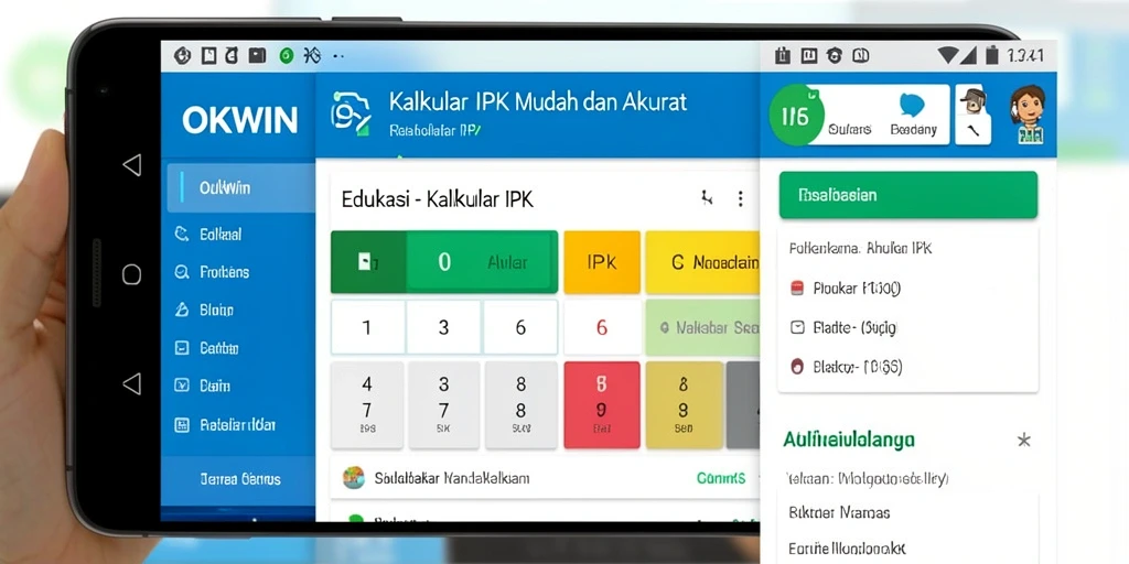 Antarmuka sederhana dan fungsional dari OKWIN Kalkulator IPK.