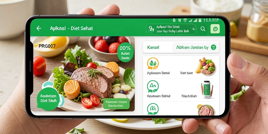 Antarmuka aplikasi PRG007 yang user-friendly dan fitur Diet Sehat.
