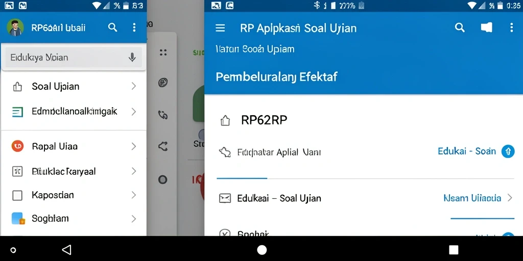 Antarmuka aplikasi RP62RP untuk latihan Soal Ujian yang interaktif dan informatif.