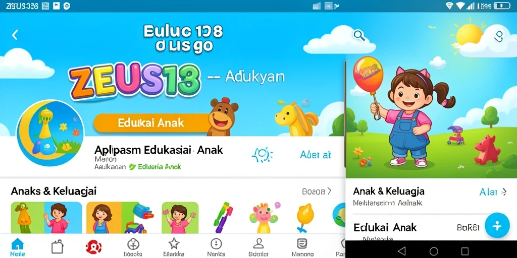 Tampilan antarmuka aplikasi ZEUS138 yang menarik untuk Edukasi Anak.